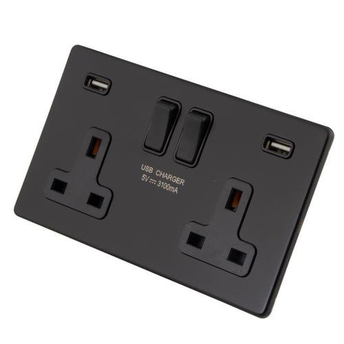 英标英规爱尔兰插座 2 gang 13a socket   2 usb 3.1a screwless